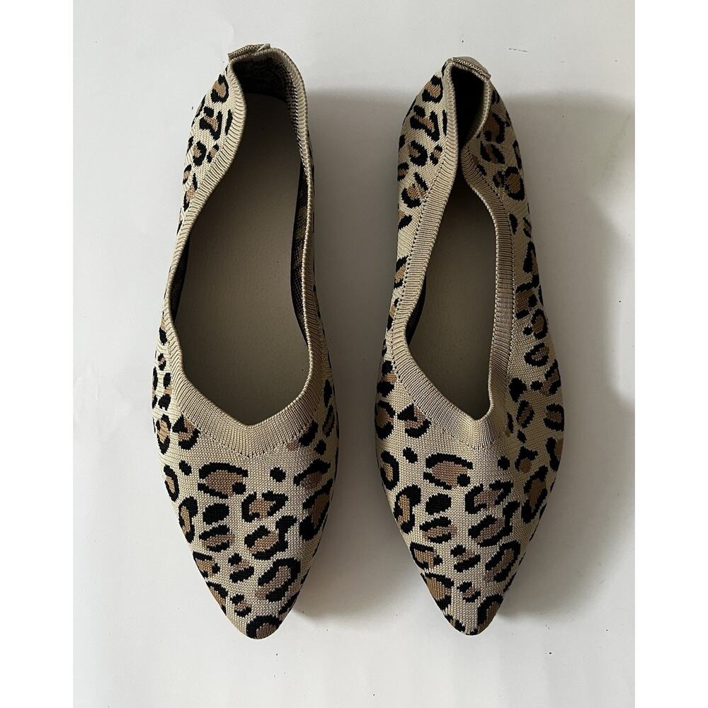 FRANK MULLY Pointed Toe Ballet Flat Leopard Knitted comfortable Women's Size 10